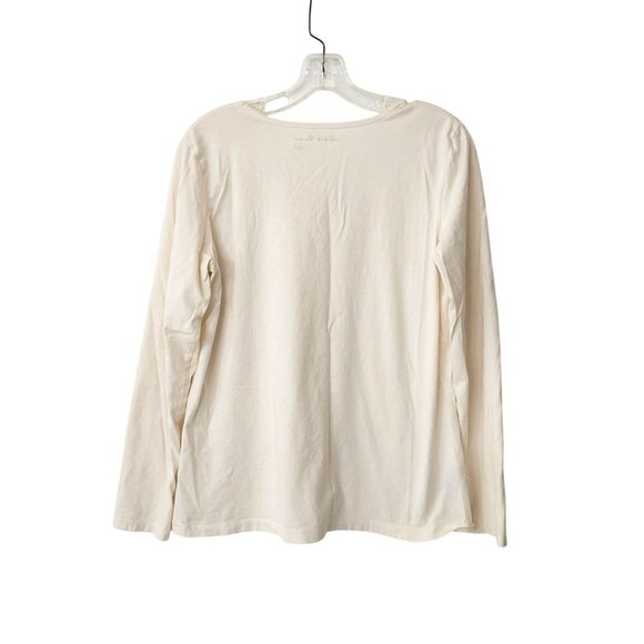 Eddie Bauer Women's Long-Sleeve Cream Embroidered Scoop Neck Cotton Top Size Med - Picture 2 of 5